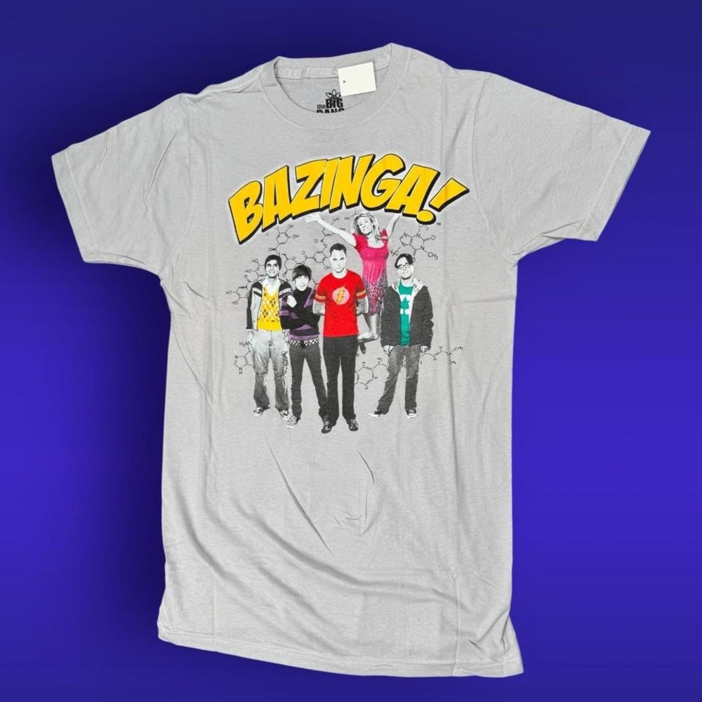 Big Bang Theory Bazinga Graphic T‎ Shirt Grey Pop Culture Tee Size S